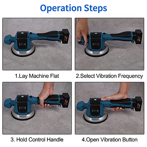 Tile Vibration Machine Installation Tool - Nopwer Tiling Suction Cup for Leveling Handheld Vibrator Adjustable 6 Speeds 25V 12000r/min