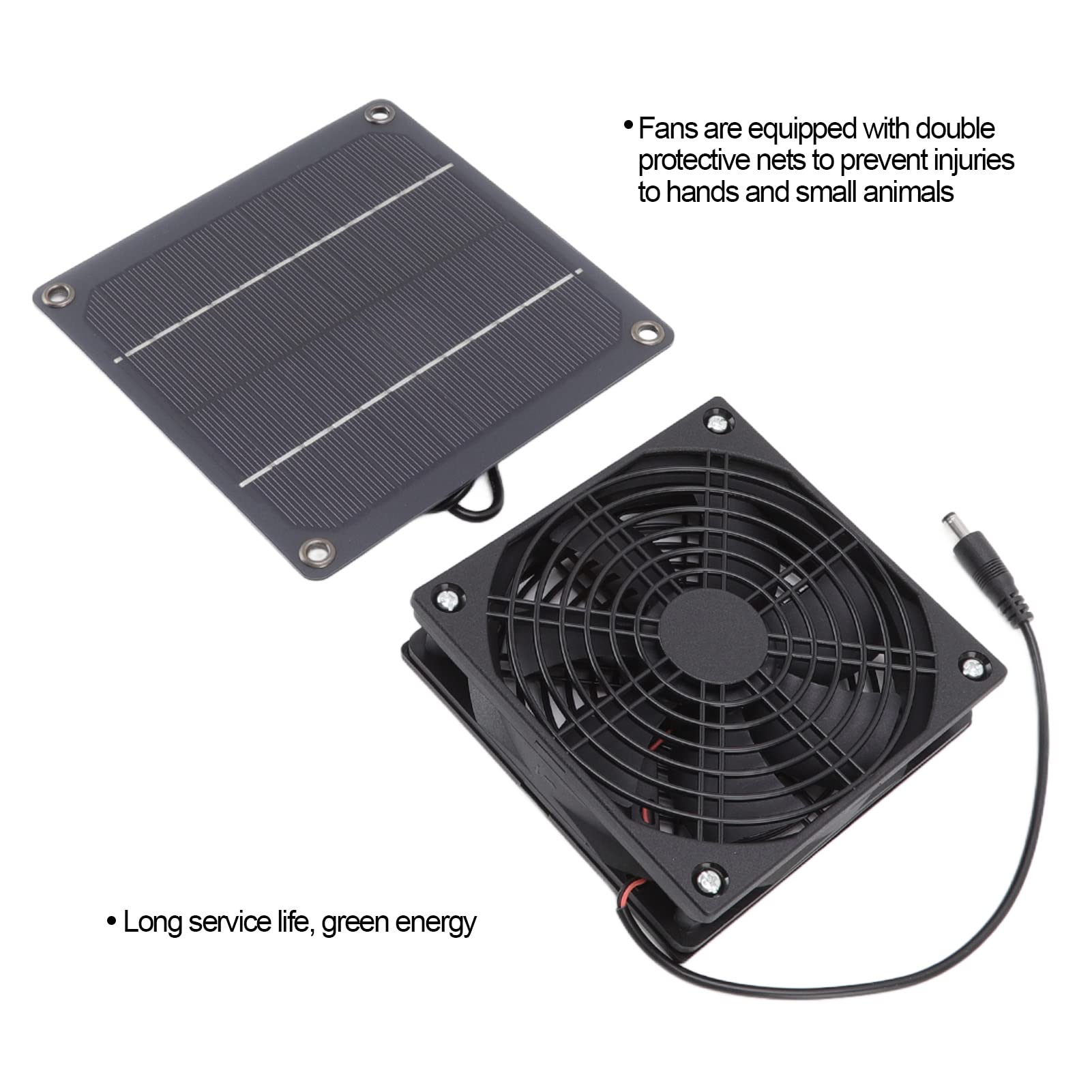 Cryfokt Waterproof Solar Powered Exhaust Fan, Outdoor Solar Panel Fan Kit Portable Ventilator with 39In Cable, Cooling Ventilation for Greenhouse, Chicken Coops, Sheds