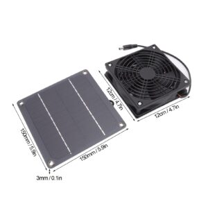 Cryfokt Waterproof Solar Powered Exhaust Fan, Outdoor Solar Panel Fan Kit Portable Ventilator with 39In Cable, Cooling Ventilation for Greenhouse, Chicken Coops, Sheds