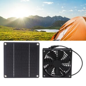 Cryfokt Waterproof Solar Powered Exhaust Fan, Outdoor Solar Panel Fan Kit Portable Ventilator with 39In Cable, Cooling Ventilation for Greenhouse, Chicken Coops, Sheds