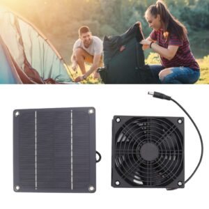 Cryfokt Waterproof Solar Powered Exhaust Fan, Outdoor Solar Panel Fan Kit Portable Ventilator with 39In Cable, Cooling Ventilation for Greenhouse, Chicken Coops, Sheds