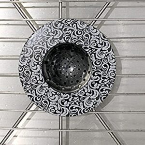 Dependable Industries 2 Pack 5.25" Diameter Decorative Designer Pattern Kitchen Sink Strainer Durable (Black Paisley)