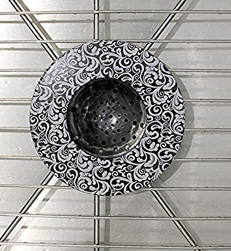 Dependable Industries 2 Pack 5.25" Diameter Decorative Designer Pattern Kitchen Sink Strainer Durable (Black Paisley)