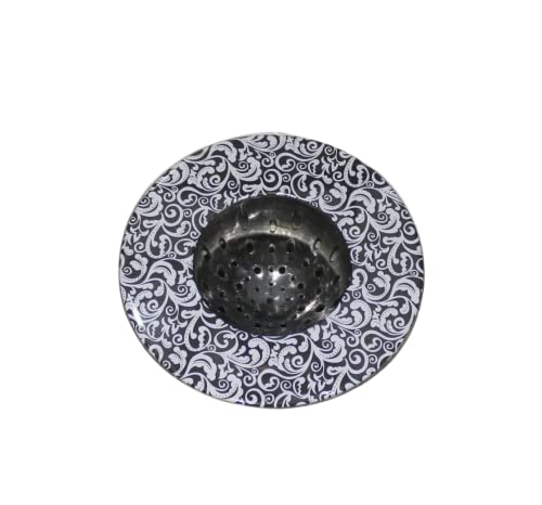 Dependable Industries 2 Pack 5.25" Diameter Decorative Designer Pattern Kitchen Sink Strainer Durable (Black Paisley)