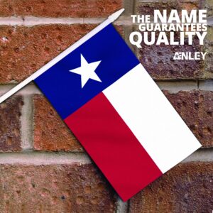 Anley Texas State Mini Flag 12 Pack - Hand Held Small Miniature TX Lone Star Flags on Stick - Fade Resistant & Vivid Colors - 5x8 Inch with Solid Pole & Spear Top