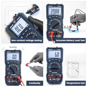 VENLAB Digital Multimeter TRMS 6000 Counts Volt Amp Meter Ohm Auto-Ranging Multimeter Tester with NCV,Measures Voltage Current Resistance Diodes Continuity Duty-Cycle Capacitance Temperature