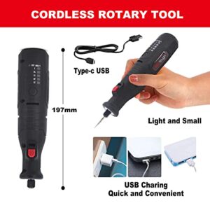 Powertough Cordless Rotary tool with 99pcs accessories Mini Grinder with 2.0A 8v Battery 5 speed 4 front LED light high speed low vibration (Cordless Rotary tool with 99pcs accessories)