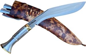 gurkha kukri knife chitlange white metal on handle 10.5 in fixed blade khukuri - handmade in nepal