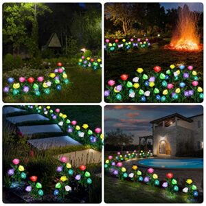 BASUDIO Solar Garden Lights, 7 Color Changing Solar Rose Garden Decorations, 3 Pack Solar Outdoor Lights Decorative Flower Waterproof for Outside Yard Flowerbed Pathway Christamas Gift