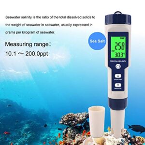 EC Tester, 5 in 1 PH Tester Small Portable for Drinking Water for Aquaculture for Laboratory