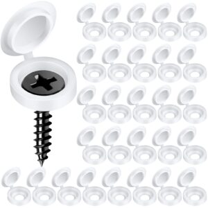 plastic hinged screw cover caps, hnyyzl screw caps 150 pcs white, folding screw cover cap, snap washer covers flip tops for covering screw heads, screw protection (m)