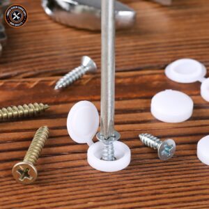 Plastic Hinged Screw Cover Caps, HNYYZL Screw Caps 150 PCS White, Folding Screw Cover Cap, Snap Washer Covers Flip Tops for Covering Screw Heads, Screw Protection (M)