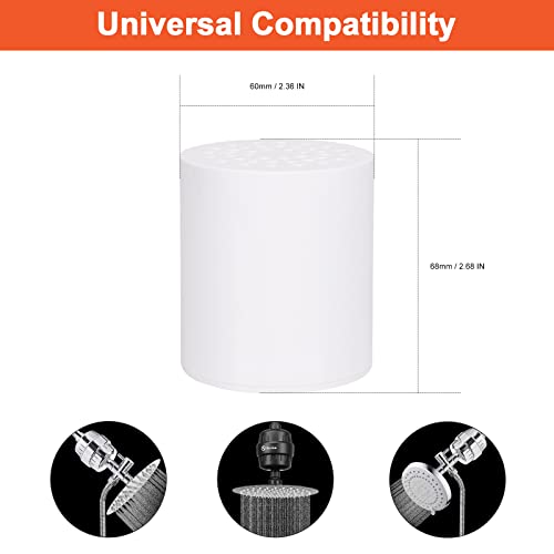 HarJue 15 Stage Shower Filter Replacement Cartridge, Universal High Output Shower Filter for Hard Water Remove Chlorine and Harmful Substances, Body Caring, Fit Any Similar Shower Filter, 4 Pack