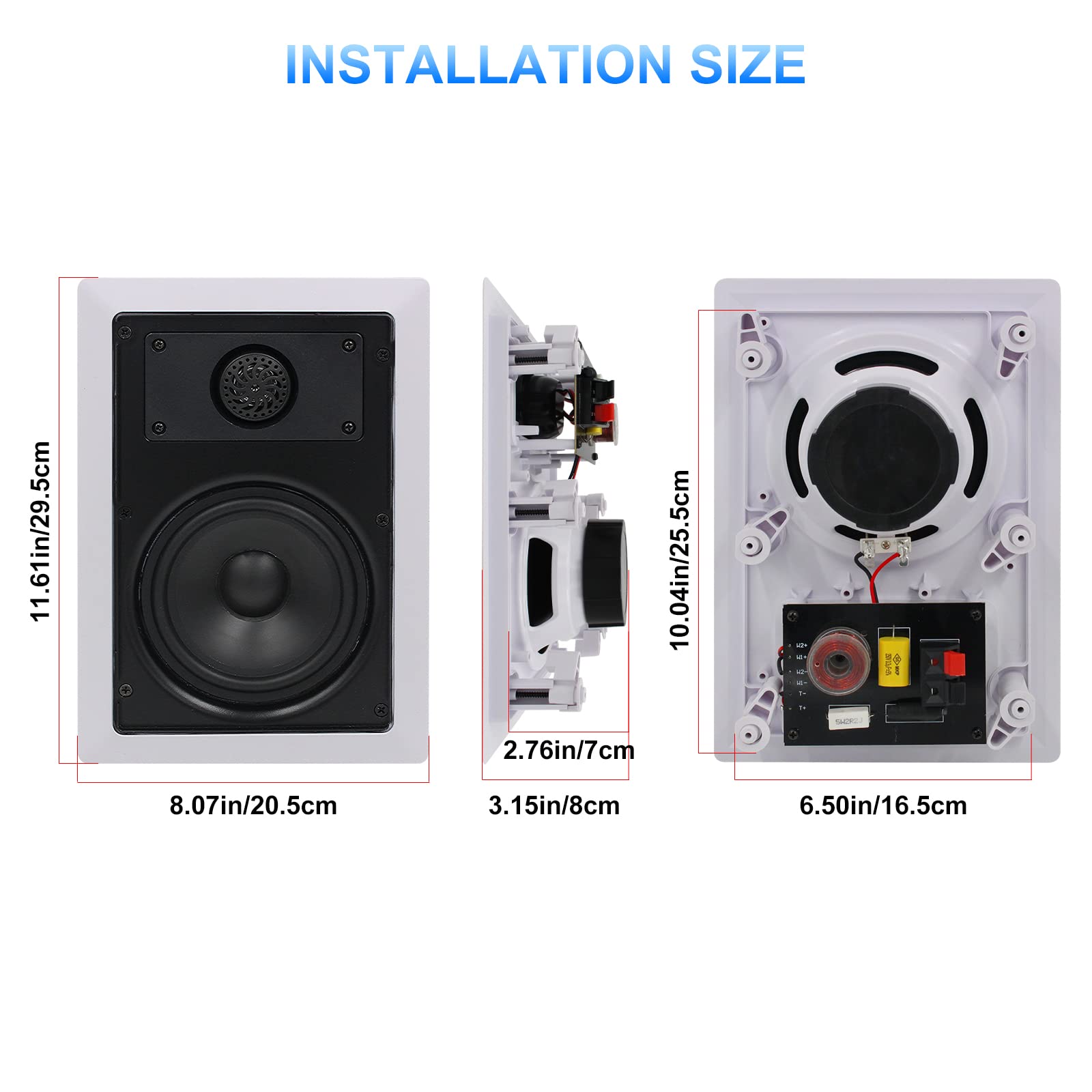 Herdio 5.25 Inch Bluetooth in Wall Speakers, 2-Way 200W Flush Mount Ceiling Speakers for Home Indoor Kitchen Covered Porches (Pair, White)