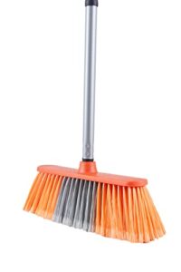 broom indoor outdoor angle broom household heavy duty broom with long handle 56" for floor cleaning great for home kitchen garage patio garden pet hair