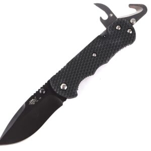 Sanrenmu Knives 7045 Pocket Folding Knife EDC Knife Multitool Bottle Opener 12C27 Blade (Black)