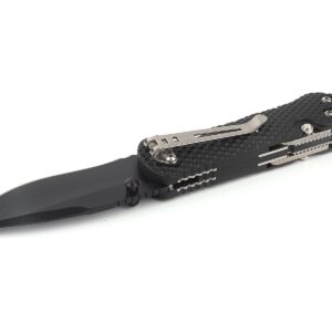 Sanrenmu Knives 7045 Pocket Folding Knife EDC Knife Multitool Bottle Opener 12C27 Blade (Black)