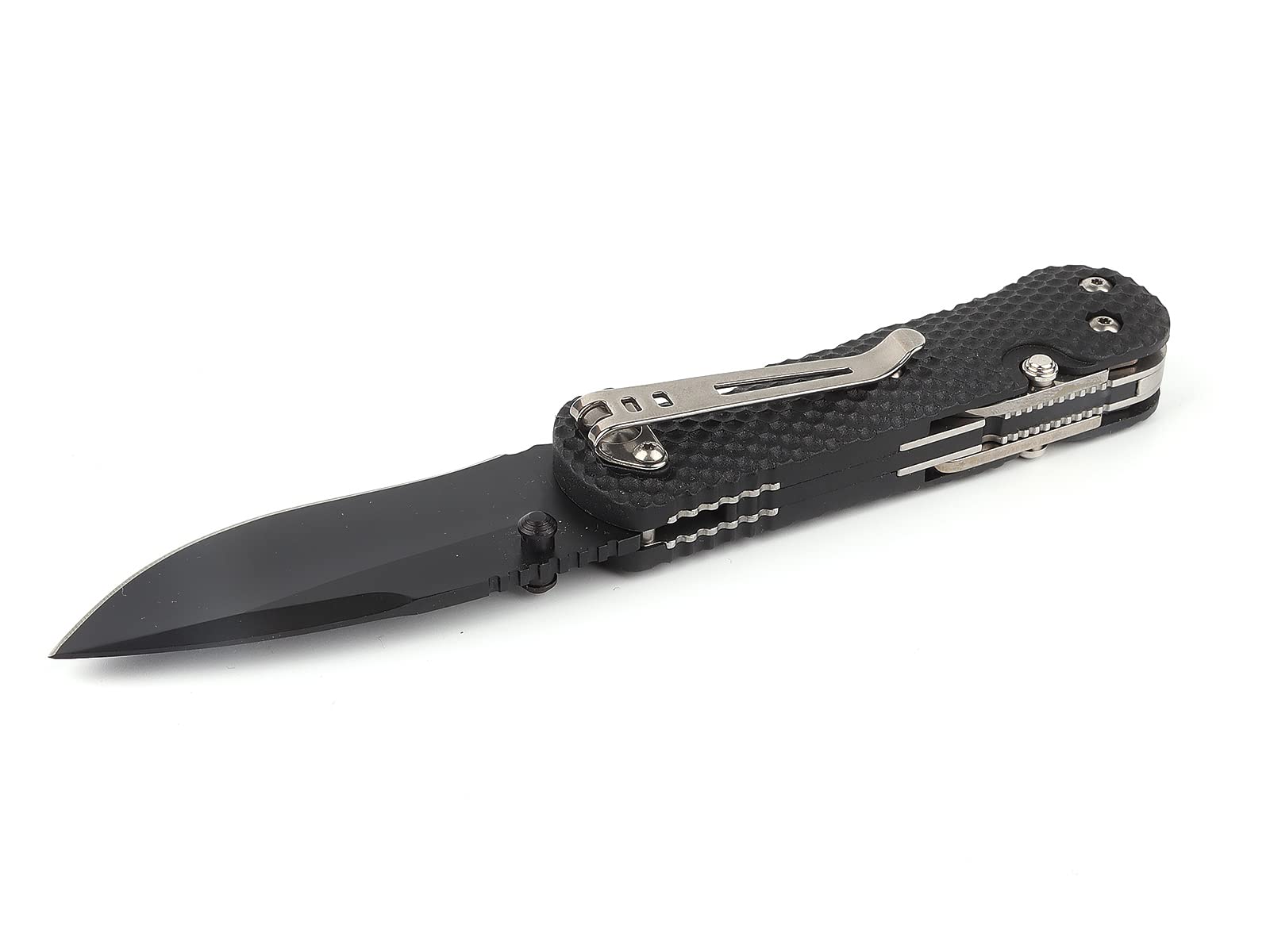 Sanrenmu Knives 7045 Pocket Folding Knife EDC Knife Multitool Bottle Opener 12C27 Blade (Black)