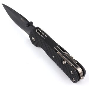 Sanrenmu Knives 7045 Pocket Folding Knife EDC Knife Multitool Bottle Opener 12C27 Blade (Black)