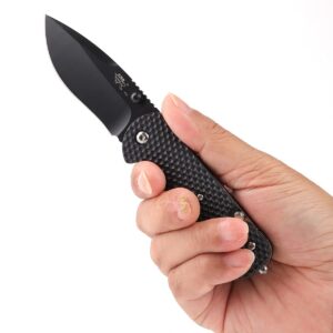 Sanrenmu Knives 7045 Pocket Folding Knife EDC Knife Multitool Bottle Opener 12C27 Blade (Black)