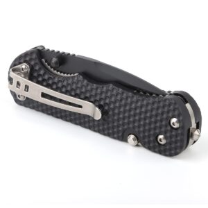 Sanrenmu Knives 7045 Pocket Folding Knife EDC Knife Multitool Bottle Opener 12C27 Blade (Black)