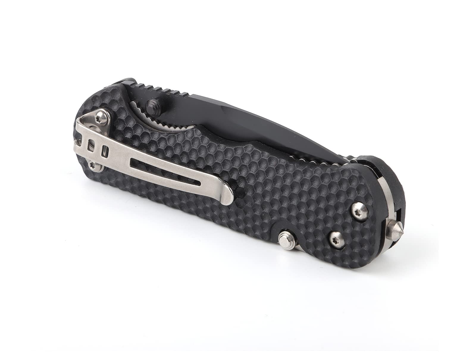 Sanrenmu Knives 7045 Pocket Folding Knife EDC Knife Multitool Bottle Opener 12C27 Blade (Black)