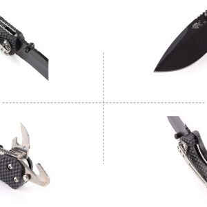 Sanrenmu Knives 7045 Pocket Folding Knife EDC Knife Multitool Bottle Opener 12C27 Blade (Black)