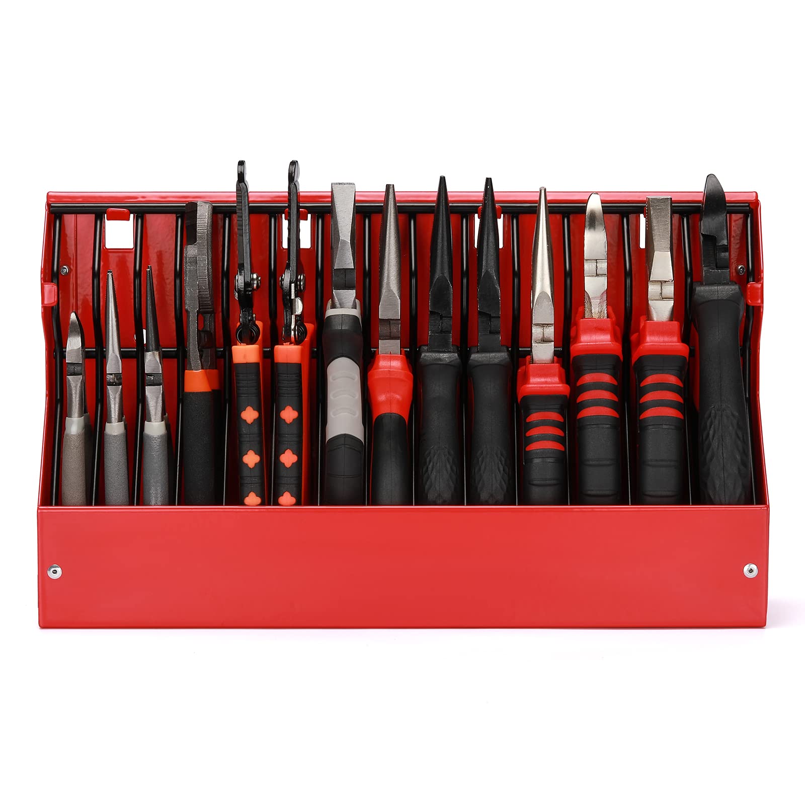 Mayouko 14 Slots Pliers Rack Organizer, For Standard & Smaller Pliers, All Steel, Fits in Toolbox Drawer, Chest, Pegboard, Tilt Feature