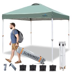sunnimax canopy tent, outdoor 10x10 pop-up canopy,patio tents for parties,quick ez setup canopies with waterproof roof, roller bag, 4 sandbags