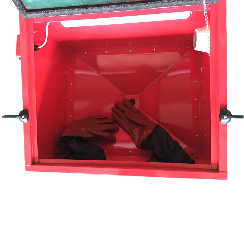25 Gallon Portable Bench Top Sand Blasting Cabinet Blast Cabinet Air Sandblaster with Spray Gun Steel Air Compressor Delivery 40-80PSI/5CFM Best Gift for Christmas