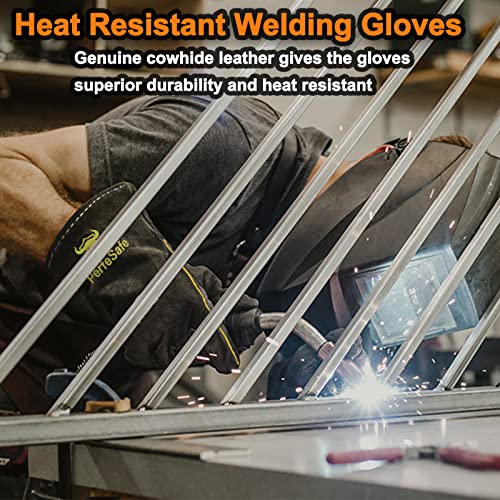 PerfeSafe Welding Gloves, 932℉ Leather Heat Fire Resistant Welders Gloves for Tig/Mig/Stick/Forge, Mitts for BBQ/Oven/Grill/Fireplace/Furnace/Stove/Animal Handling Gloves with Soft Lining