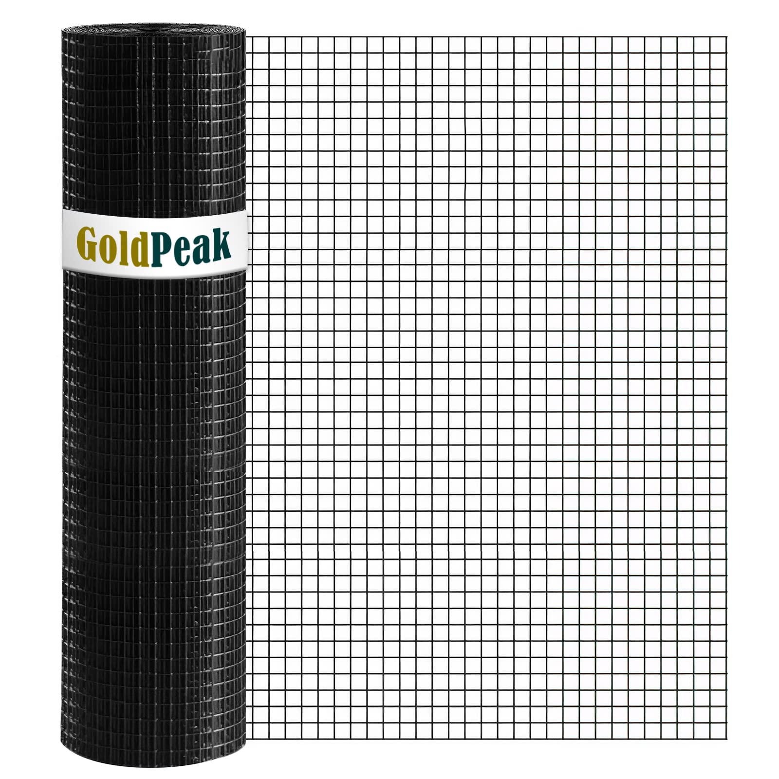 GoldPeak Black Hardware Cloth - 36in. x 50ft. 1/2 inch Mesh 19 Gauge - Vinyl Coated Wire Mesh Roll Garden Fence Chicken Coop Cover Wire Fencing