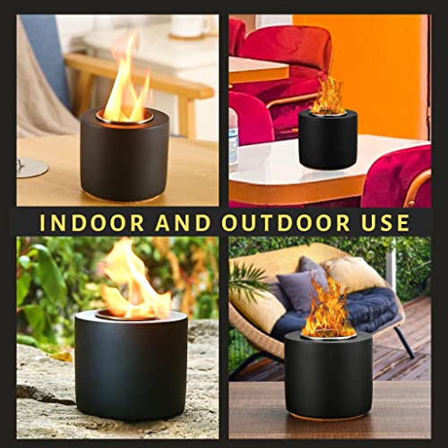 Tabletop fire Pit | Smores Maker Mini Indoor Fire Pit- Portable Table Top Fire Pit Bowl with Roasting Forks and Cork Pad -Tabletop Mini Indoor Fireplace -Small Fire Pit (Black)