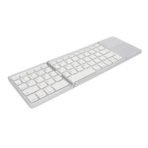 Acogedor 3 Folding Keyboard with Touchpad Foldable Bluetooth Keyboard 63 Keys Portable Wireless Keyboard for iOS Windows Android Phone Tablet Laptop(Silver White)