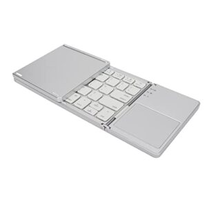 Acogedor 3 Folding Keyboard with Touchpad Foldable Bluetooth Keyboard 63 Keys Portable Wireless Keyboard for iOS Windows Android Phone Tablet Laptop(Silver White)