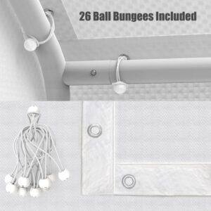 10x20 ft Carport Car Replacement Canopy Cover for Tent Party Top Garage Shelter with 26 Ball Bungees(Only Cover, Frame Not Included), white