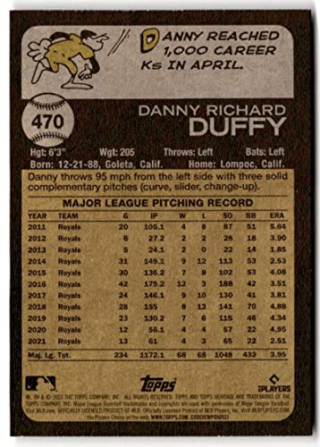 2022 Topps Heritage #470 Danny Duffy High Number Short Print SP Short Print Kansas City Royals MLB Baseball Base Trading Card