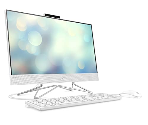 HP 22" All-in-One Desktop, AMD Athlon Silver 3050U Processor, AMD Radeon Graphics, 4 GB RAM, 256 GB SSD, Windows 11 Home (22-dd0210, Snow White) (Renewed)