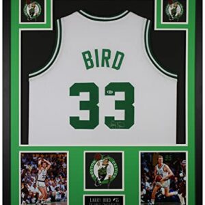 Larry Bird Autographed and Framed White Boston Jersey Auto Beckett COA