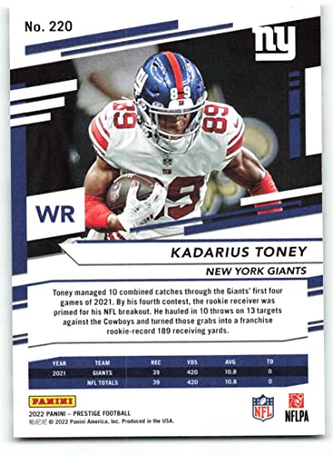 2022 Panini Prestige #220 Kadarius Toney New York Giants NFL Football Trading Card