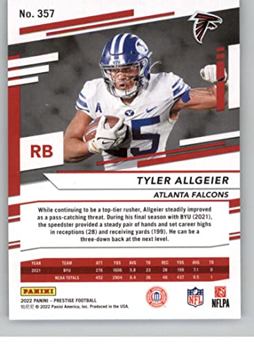 2022 Panini Prestige #357 Tyler Allgeier RC Rookie Atlanta Falcons NFL Football Trading Card