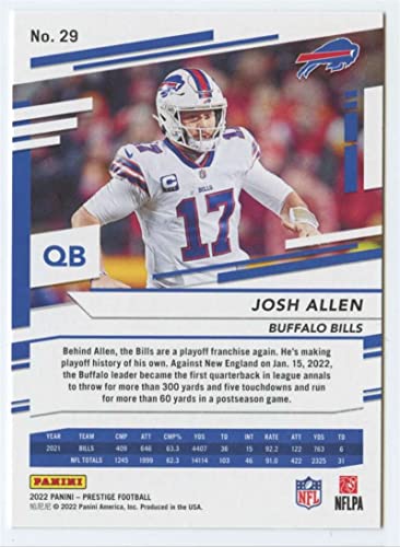 2022 Panini Prestige #29 Josh Allen Buffalo Bills NFL Football Trading Card