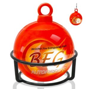 begona automatic portable fire ball extinguisher with bracket and hook mount, fire suppression ball self-activation for extinguishing abcef type fire (1.1lb,0.5in diam)