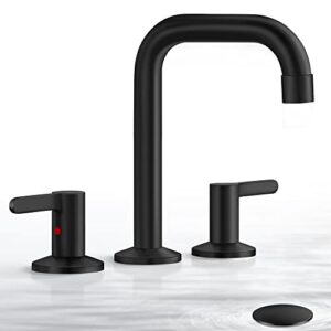 bathroom faucet arrisea bathroom faucets for sink 3 hole, black bathroom faucet 3 hole 8 inch widespread with pop up drain, 2 handle faucet for bathroom sink, bf010-1-mb