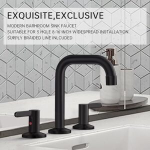 Bathroom Faucet ARRISEA Bathroom Faucets for Sink 3 Hole, Black Bathroom Faucet 3 Hole 8 Inch Widespread with Pop Up Drain, 2 Handle Faucet for Bathroom Sink, BF010-1-MB