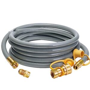 calpose 15 feet 1/2 inch id natural gas grill hose with quick connect fittings, natural gas line for grill, pizza oven, heater and more low pressure appliance