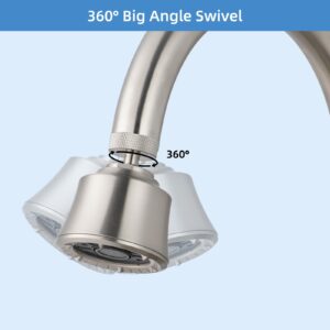 Hygie Rinse Faucet Sprayer Attachment with 4 Spray Modes, 360° Swivel Faucet Aerator Kitchen Sink Faucet Head 55/64-27UNS Famale Thread, Male Thread Adapter Included, Brushed Nickel