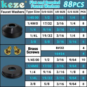 KEZE 233 Pcs Plumbing and Faucet Washers Assortment Kit for Assorted Spigot Water Hose Bib Outside Garden Faucet Splitter Gasket Leak Plumbes Valve Stem Worn Out Repair