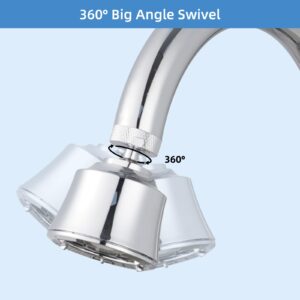 Hygie Rinse Faucet Sprayer Attachment with 4 Spray Modes, 360° Swivel Faucet Aerator Kitchen Sink Faucet Head 55/64-27UNS Famale Thread, Male Thread Adapter Included, Chrome