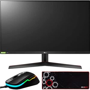 lg 27gn800-b 27" ultragear qhd ips 144hz 16:9 g-sync hdr monitor bundle with deco gear wired gaming mouse and deco gear large extended pro gaming mouse pad